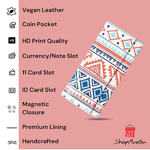 ShopMantra Wallet for Women's | Women's Wallet |Clutch | Vegan Leather | 11 Cards 1 ID Slot | 2 Notes and 1 Coin Compartment |Magnetic Closure | Multicolor.