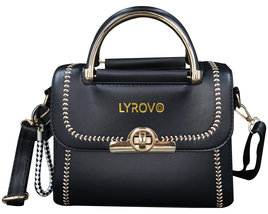 Lyrovo Women Sling Cross-body Handbag (Black)