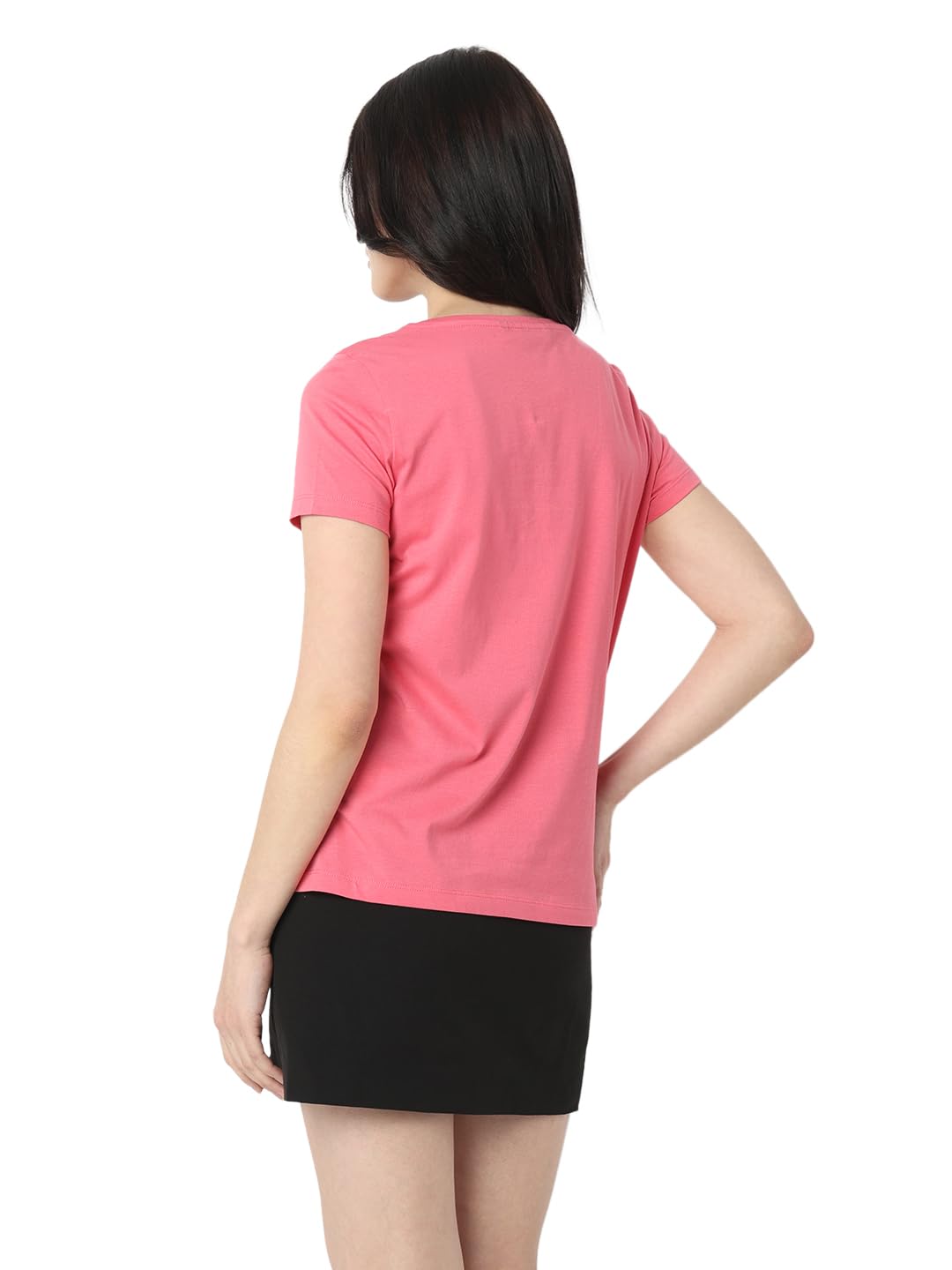 VERO MODA Women's Regular Fit T-Shirt (10314919-Pink Lady_Pink