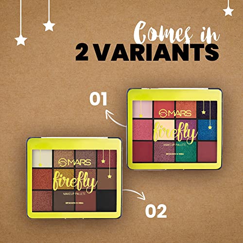 MARS Firefly Makeup Kit with 12 Eyeshadows,Highlighter, Blusher and Bronzer| Highly Pigmented | Free Applicator & Mirror | Eye and Face Palette for Women (26.0 gm) (Shade-1)