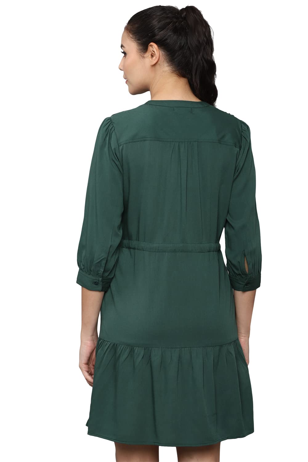 Allen Solly Women's Polyester Classic Mini Dress (Green)