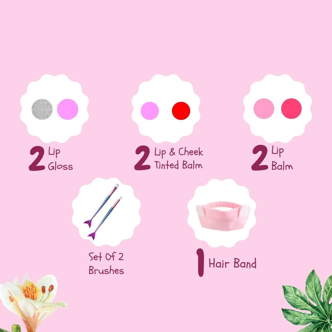 Whimsy Liplicious Beauty kit kids, Preteen and Teen Girls | Girls safe Makeup Set | skin friendly Children Makeup Kit (pack of 6)
