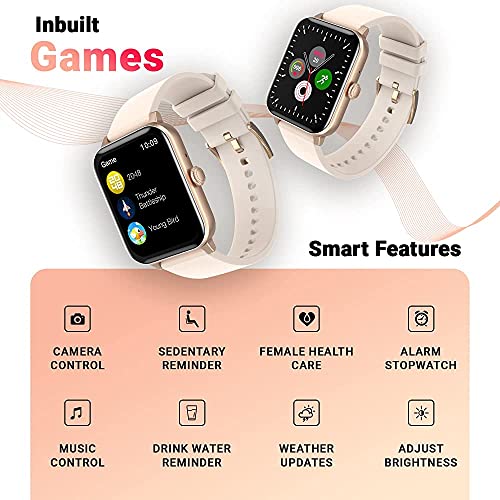 (Refurbished) Fire-Boltt Ninja Calling 1.69" Full Touch Bluetooth Calling Smartwatch with 30 Sports Mode, SpO2, Heart Rate Monitoring & AI Voice Assistant (Rose Gold), Free Size