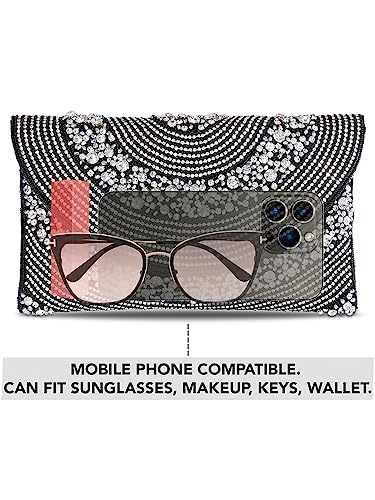 Peora Black Silver Clutch Purses for Women Handmade Evening Handbag Stylish Bridal Fashion Clutch Bag for Girls