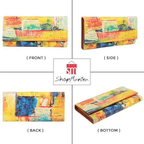 ShopMantra Wallet for Women's |Clutch |Vegan Leather | Holds Upto 11 Cards 1 ID Slot | 2 Notes & 1 Coin Compartment | Magnetic Closure|Multicolor