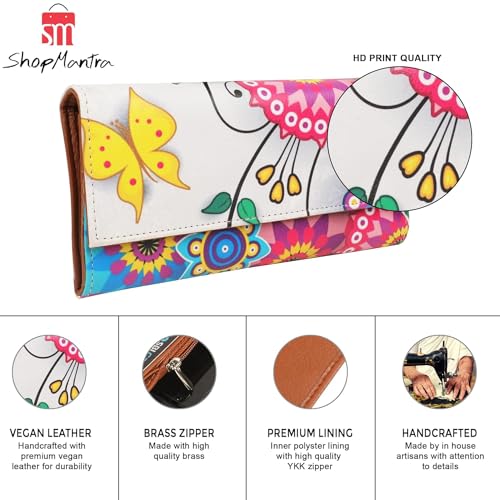 ShopMantra Wallet for Women's | Women's Wallet | Clutch | Vegan Leather | Holds Upto 11 Cards 1 ID Slot | 2 Notes and 1 Coin Compartment | Magnetic Closure | Multicolor