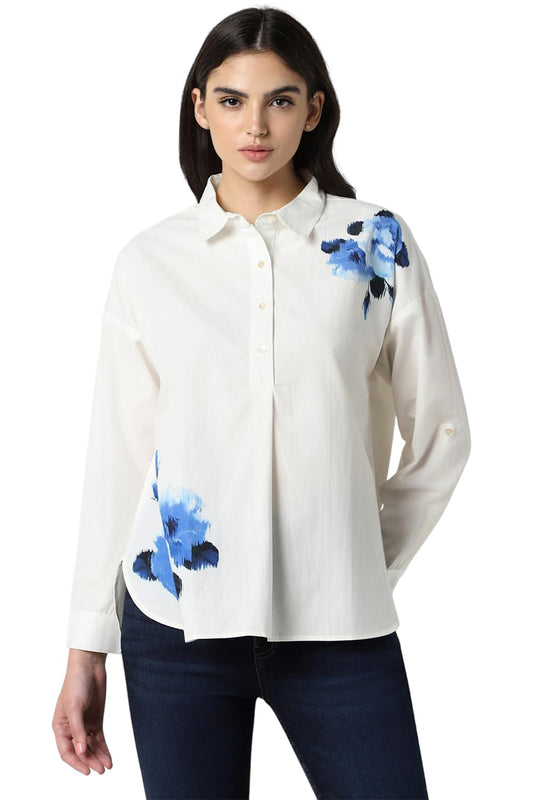 Van Heusen Women's Regular Fit Shirt (VWTSURGHM86851_White