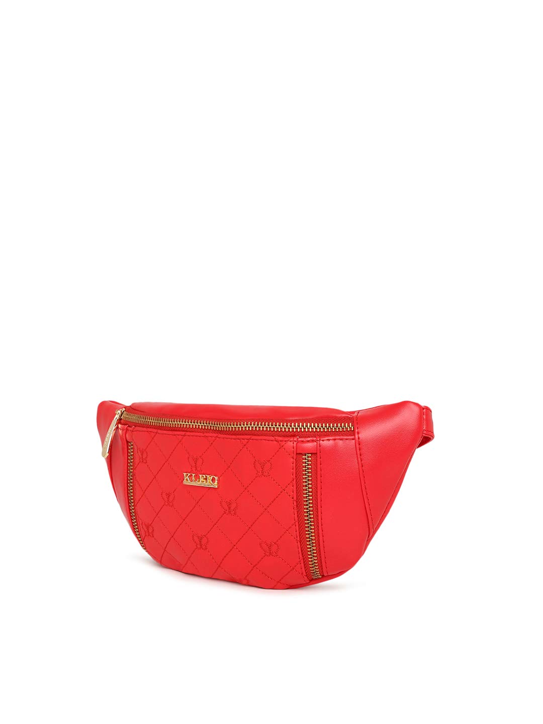 KLEIO Quilted Chain Sling Waist Belt Pouch for Women Girls (HO8017KL-RE) (Red)