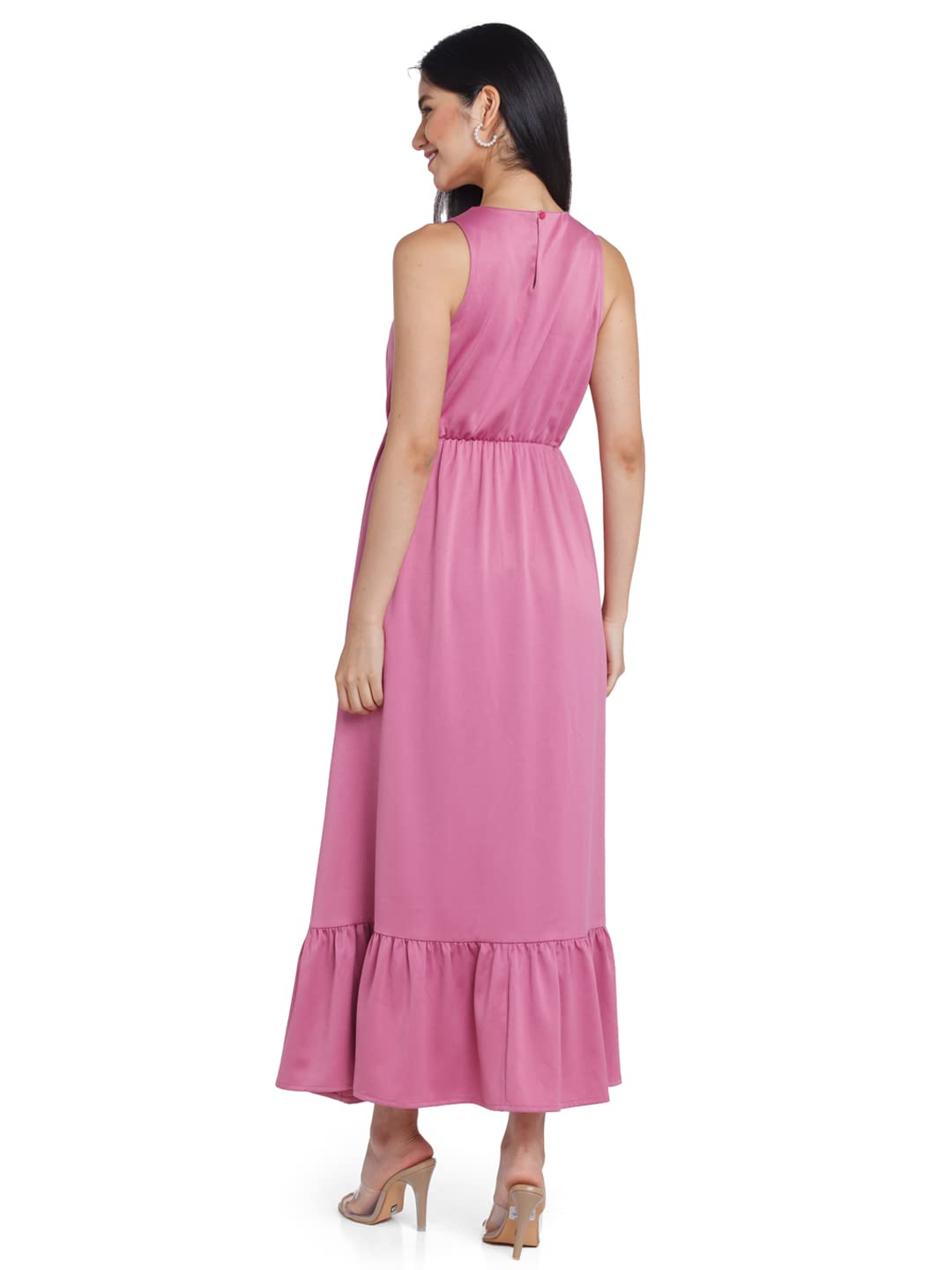 Zink London Women's Pink Solid Maxi Dress