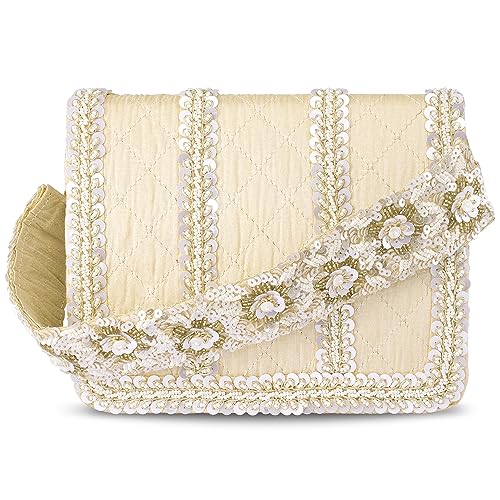 Peora Cream Clutch Purse for Women Handmade Evening Handbag Stylish Fashion Sling Bag for Girls