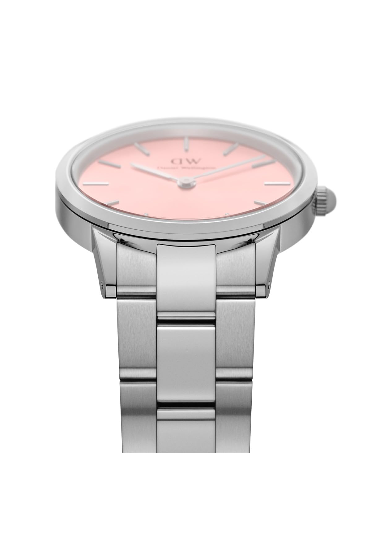 Daniel Wellington Iconic Link Blush 28mm Pink Dial Silver Watch for Women