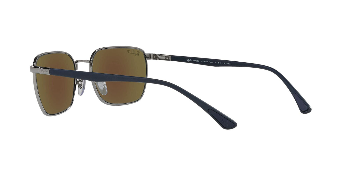 Ray-Ban Rb3684ch Chromance Rectangular Sunglasses, Gunmetal/Polarized Grey Mirror Blue, 58 mm