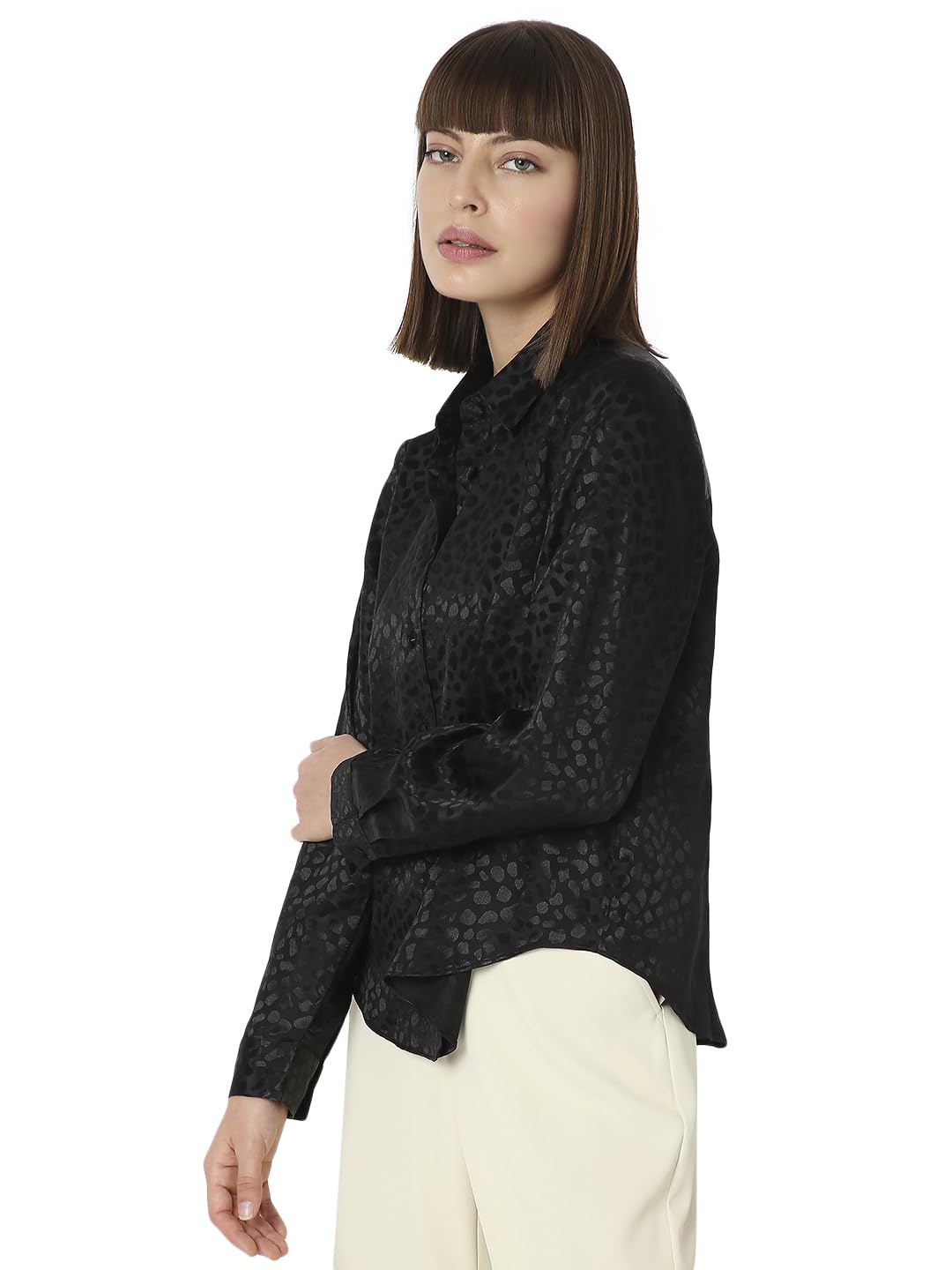 VERO MODA Women's Regular Fit Shirt (10308172- Black