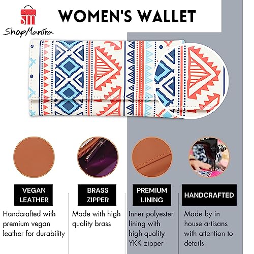 ShopMantra Wallet for Women's | Women's Wallet |Clutch | Vegan Leather | 11 Cards 1 ID Slot | 2 Notes and 1 Coin Compartment |Magnetic Closure | Multicolor.