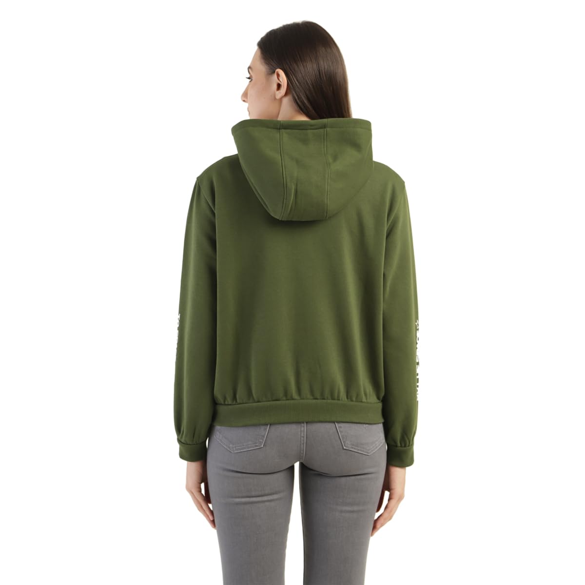 Levi's Women's Alphanumeric Print Green Hooded Sweatshirt