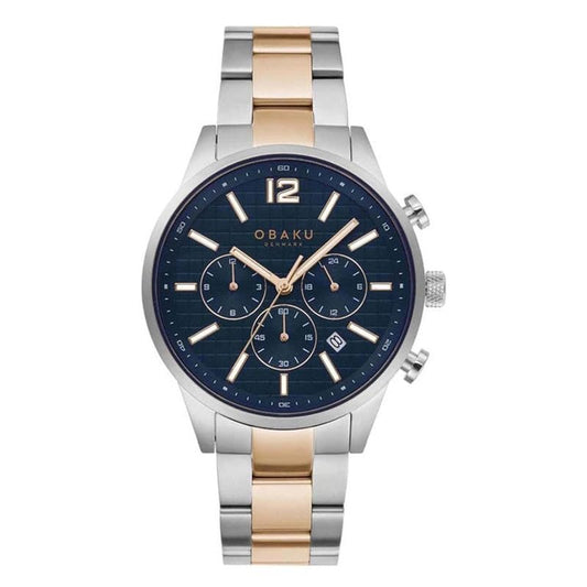 Obaku Male Blue Stainless Steel Chronograph Watch V205GUCLSH1