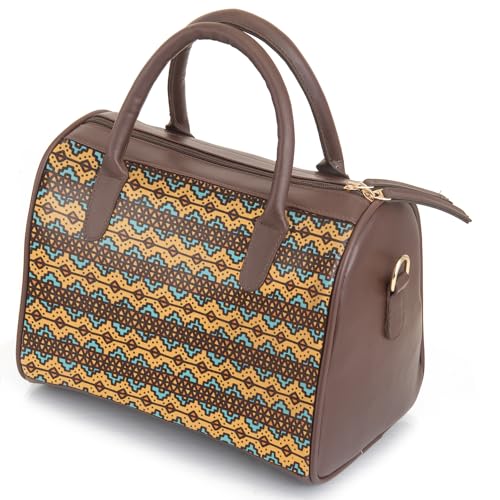 SACCI MUCCI Women's Handbag | Women's Tote Bag | Women's Top-Handle Bags | Women's Satchels | Women's Hobos & Shoulder Bags-EthnicTraditional Print (Brown)