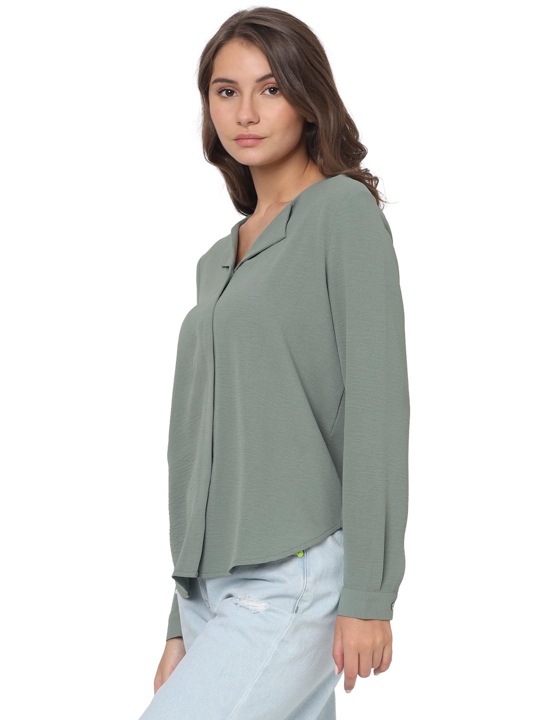 VERO MODA Women's Regular Fit Shirt (10316939-Sea Spray_Sea