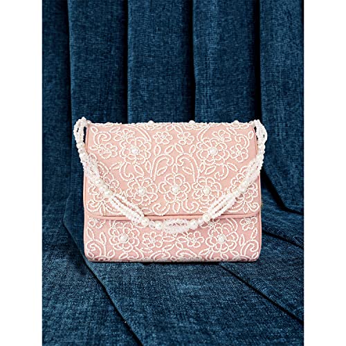 Peora Peach Clutch Purses for Women Handmade Evening Sling Handbag Stylish Bridal Fashion Clutch Bag for Girls