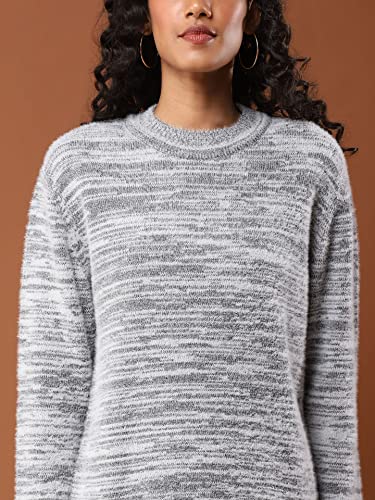 Aarke Ritu Kumar Women's Acrylic Round Neck Sweater SWTHAN02N30127712-GREY-M