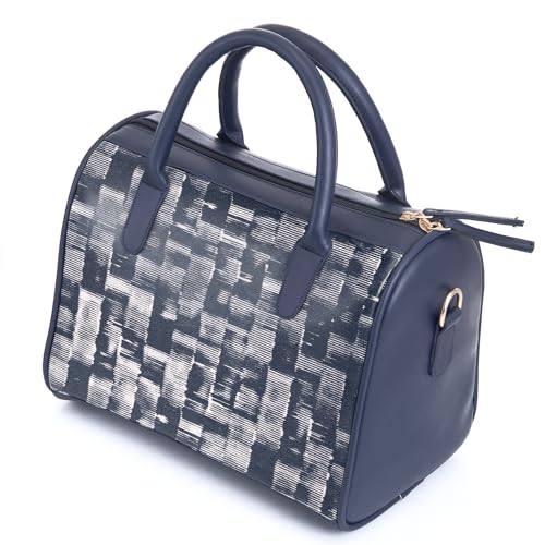 SACCI MUCCI Women's Handbag | Women's Tote Bag | Women's Top-Handle Bags | Women's Satchels- Irregular Stripes Tie Dye (Navy Blue)