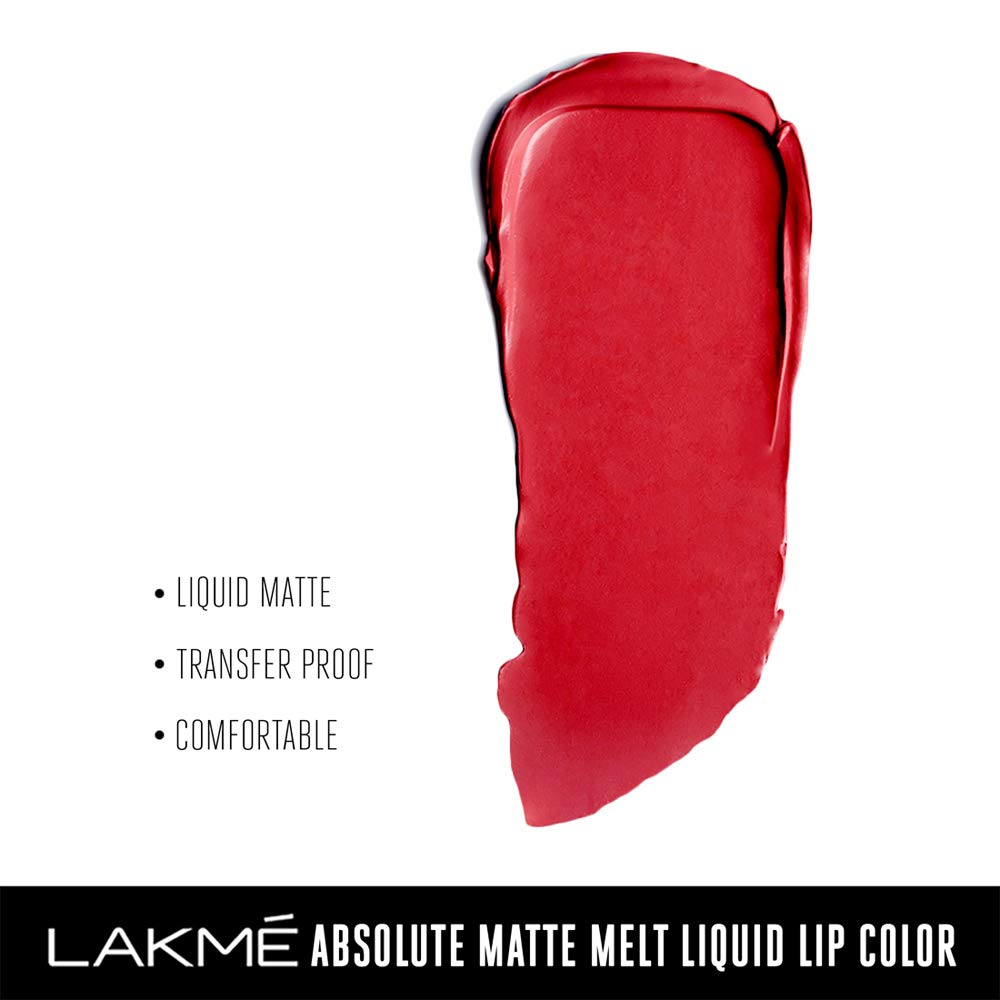 Lakme Absolute Matte Melt Liquid Lip Color, Rhythmic Red, 6 ml