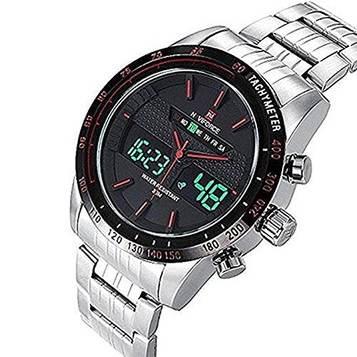 Luxury Naviforce Brand Full Steel Quartz Digital LED Watch Army Military Watches Sport Watches, Quartz Movement
