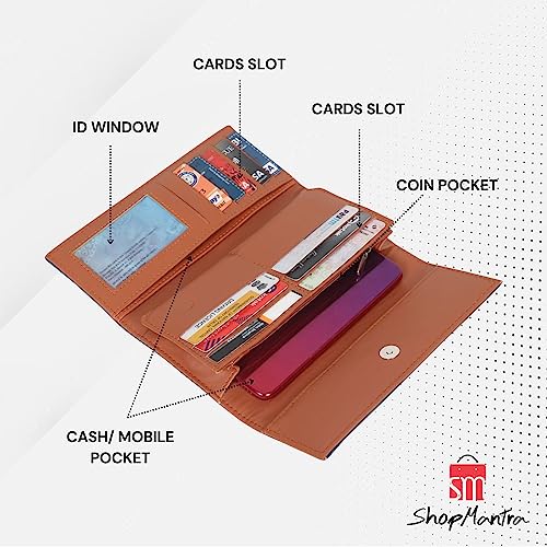 ShopMantra Wallet for Women's | Women's Wallet |Clutch | Vegan Leather | 11 Cards 1 ID Slot | 2 Notes and 1 Coin Compartment |Magnetic Closure | Multicolor.