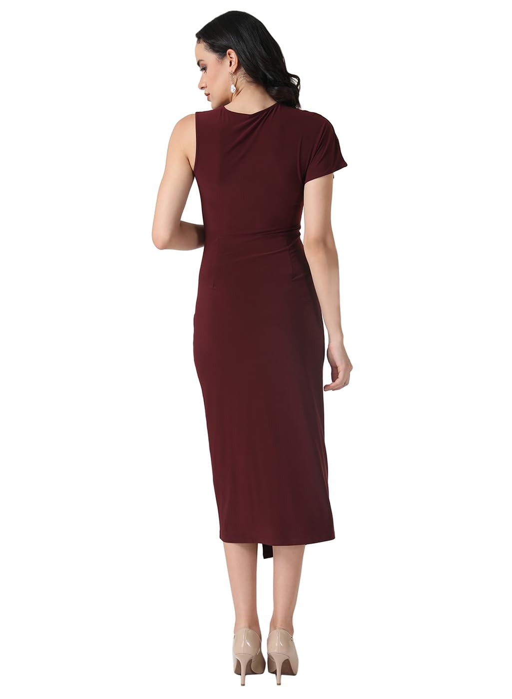 Kazo Women's Polyester Fit and Flare Midi Dress (Port Royale)