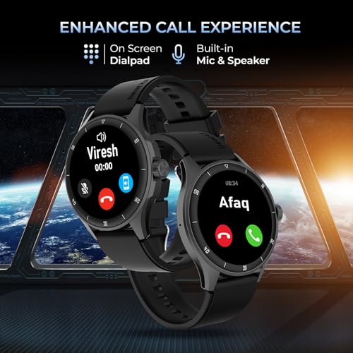 beatXP Vega Neo 1.43” AMOLED Bluetooth Calling Smartwatch with 466 * 466 Pixel, 60 Hz Refresh Rate, 500 Nits, Always on Display, Health Tracking, 100+ Sports Modes (Black Strap, 1.43)