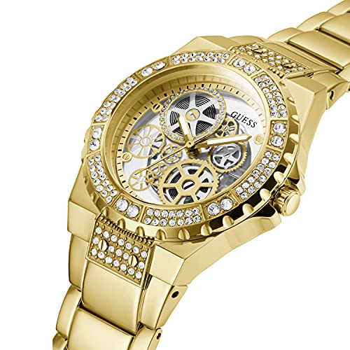 GUESS Clear-Cut Bracelet Watch, Gold Tone/Champagne/Gold Tone, REVEAL