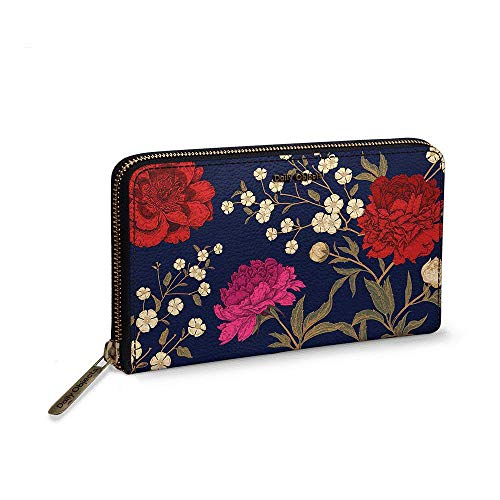 DailyObjects Midnight Chrysanthemums Women's Classic Wallet | Made with PU Leather Material | Carefully Handcrafted | Holds up to 12 Cards | Slim and Easy to Carry in Bag | Big Size Clutch with Card Holder | Zip Closure for Safety