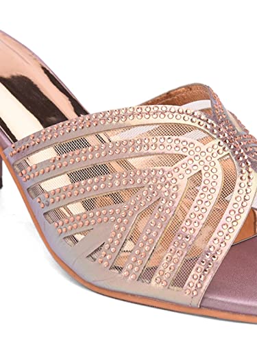 pelle albero Pink & Gold-Toned Embellished Party Block Heels PA-GF-4015_SULTAN