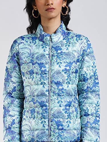 Label RITU KUMAR Women's Floral Regular Jacket JKTDP001N30093749-BLUE-L