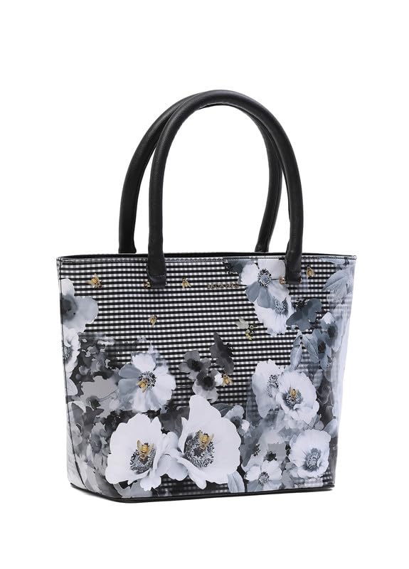 Satya Paul PU Leather Printed Women Black White Tote Handbag women girls office