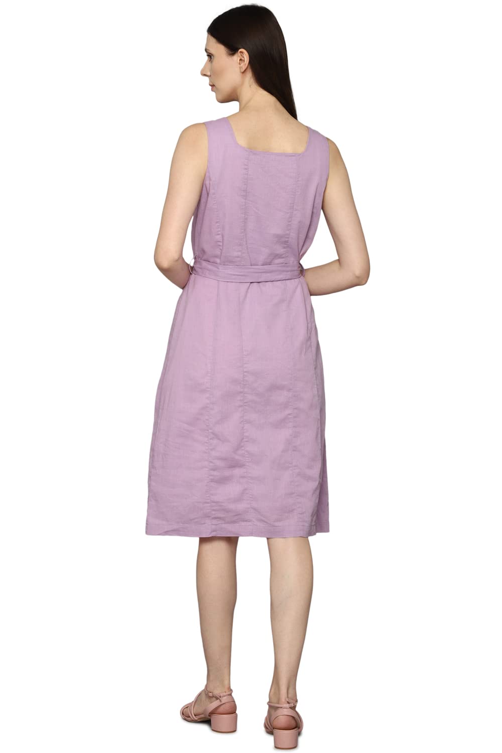 Allen Solly Women's Cotton Blend Shirt Knee-Length Dress (Purple)