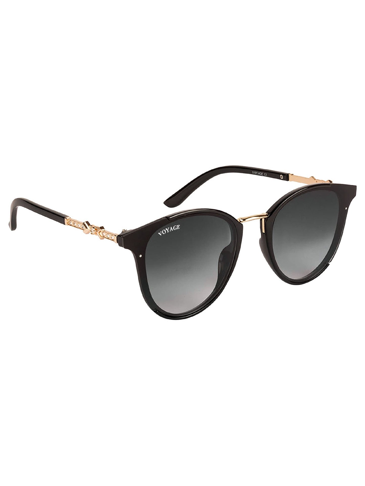 Voyage UV Protected Oval Women Sunglasses - (B8725MG3187Z | Black Lens | Black Frame)