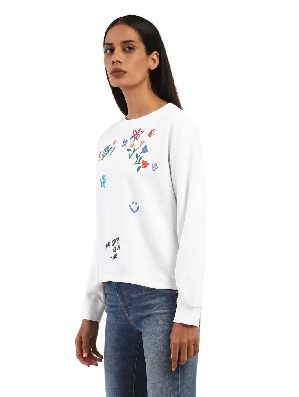 Levi's Brilliant White Floral Printed Sweatshirt (86324-0029L_L_White)