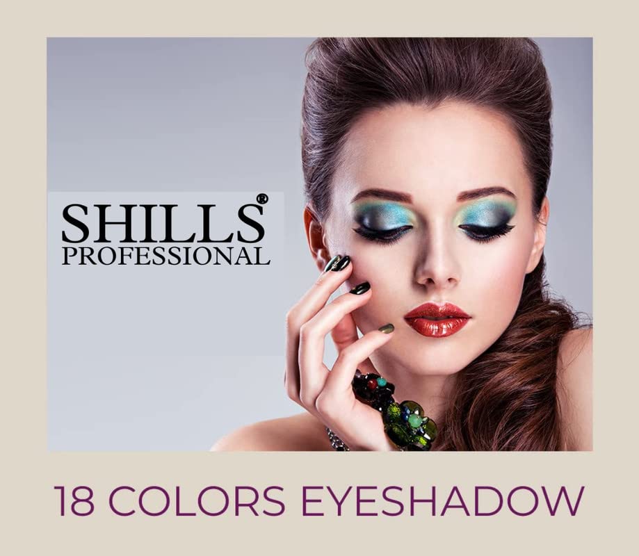 SHILLS PROFESSIONAL 18 colors Eyeshadow Palette| Long wearing and Easily Blendable Eye makeup Palette | Matte, Shimmers and Metallic | Multicolor