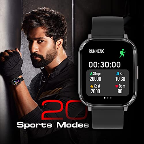 (Refurbished) Fire-Boltt Ninja 2 Max 1.5" Full Touch Display Smartwatch with SpO2, Heart Rate Tracking with 20 Sports Mode & Sleep Monitor, Camera & Music Control, IP68 Dust & Sweat Resistance (Black)
