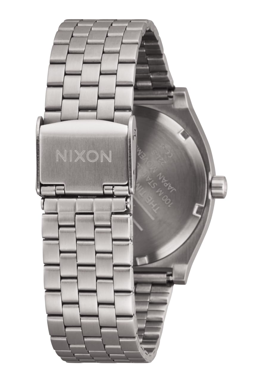 NIXON Time Teller A045 - Light Gunmetal/Dusty Blue - 100m Water Resistant Men's Analog Fashion Watch (37mm Watch Face, 19.5mm-18mm Stainless Steel Band)