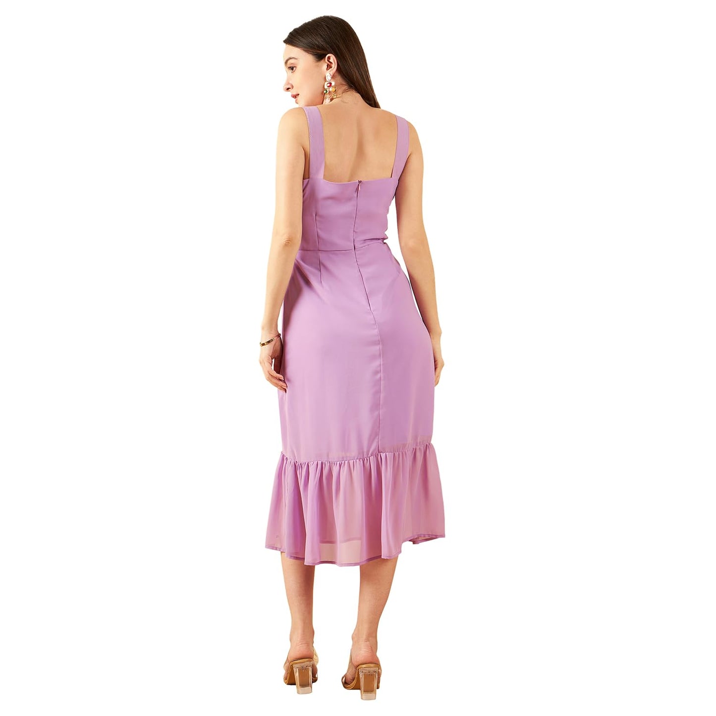 Marie Claire Women's Polyester A-Line Mid-Calf Length Dress (Purple)