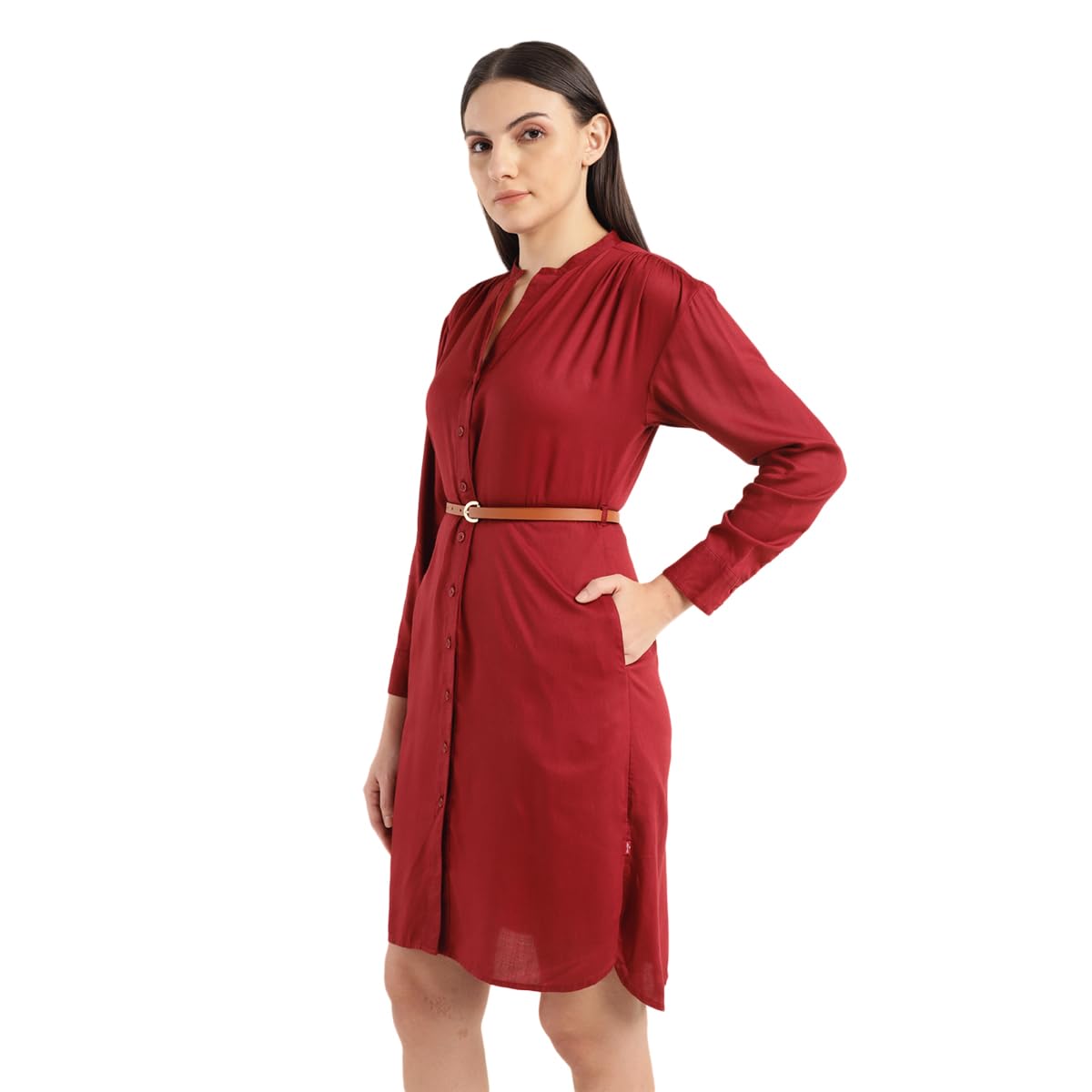 Levi's Women's Rayon Blend A-Line Above The Knee Dress (A7855-0000_Red