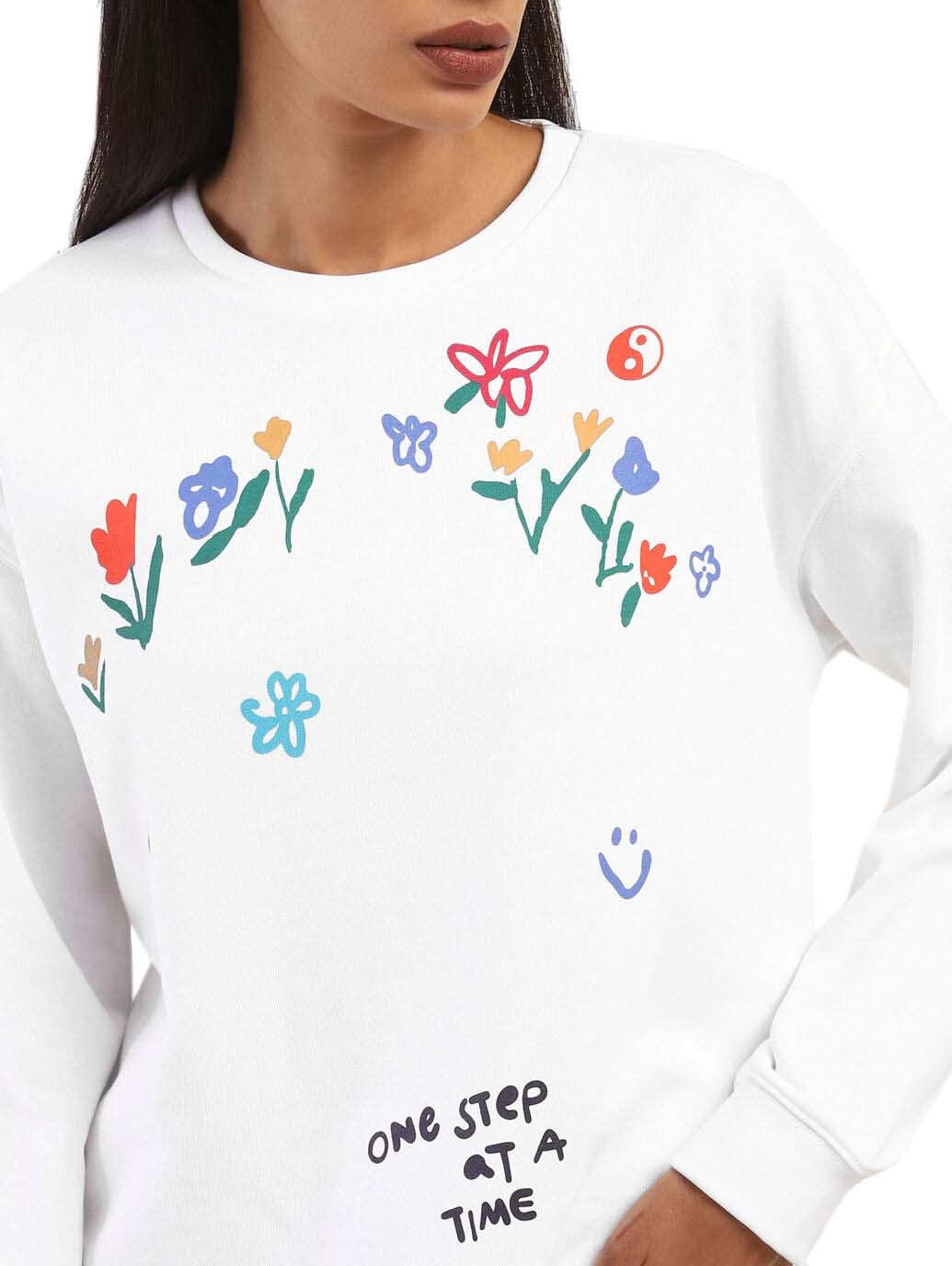 Levi's Brilliant White Floral Printed Sweatshirt (86324-0029L_L_White)