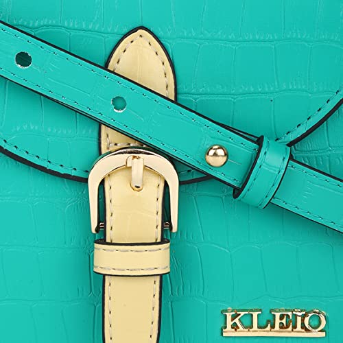 KLEIO Textured Leather Mini Handbag for Women (Green) with Top Handle | Crossbody Bag for Girls with Adjustable & Detachable Sling Strap |Suitable for Parties, College & Travel