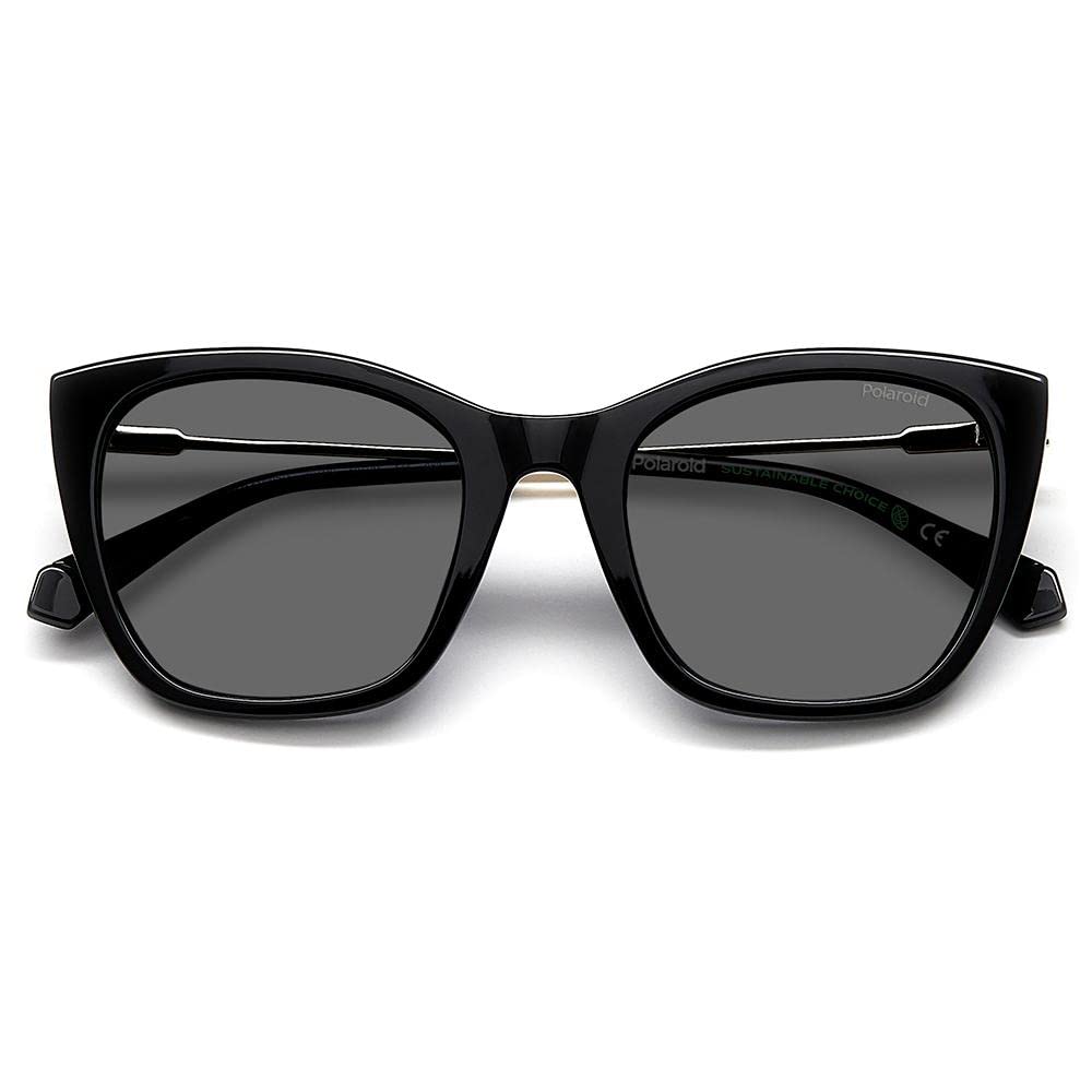 Polaroid Womens Cat Eye Sunglasses Black Frame, Grey Lens (52) - Pack of 1