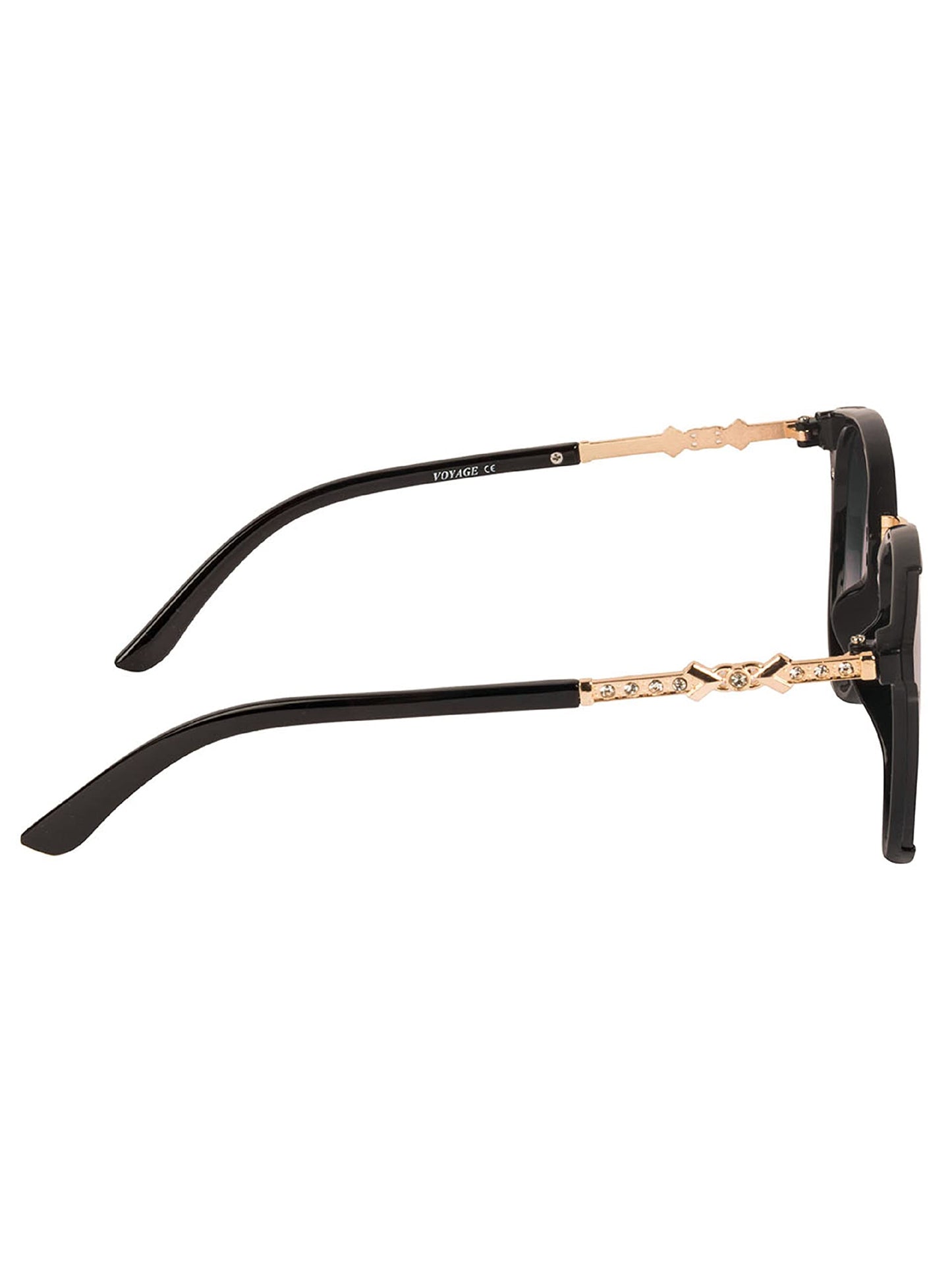 Voyage UV Protected Oval Women Sunglasses - (B8725MG3187Z | Black Lens | Black Frame)