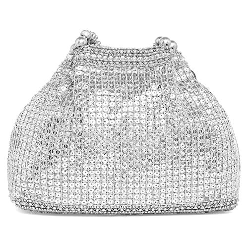 Peora Silver Stylish Handbag for Women Handmade Evening Wristlet Hand Bag Bridal Purse Fashion Bag for Girls