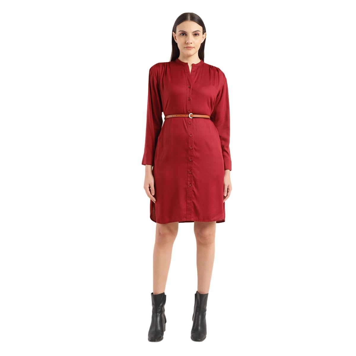 Levi's Women's Rayon Blend A-Line Above The Knee Dress (A7855-0000_Red