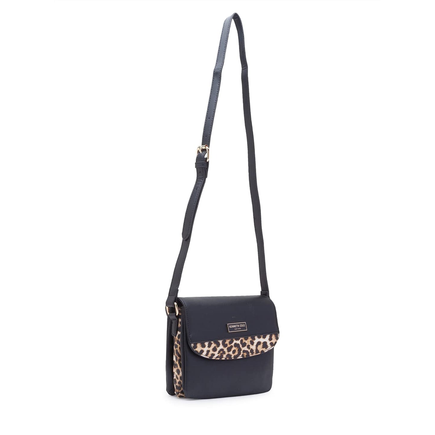 KENNETH COLE BLACK LEOPARD SLING BAG